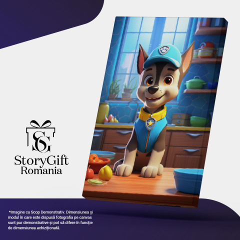 Tablou Canvas:  Personaj Cățel în Bucătărie- Desene Animate Pictura Digitala 40x25CM [4]