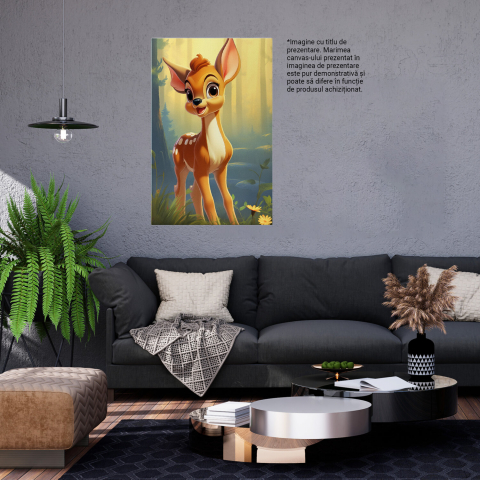 Tablou Canvas - Caprioara Bambi în Desișul Pădurii, Pictură Digitală, Marime 40x25CM [2]
