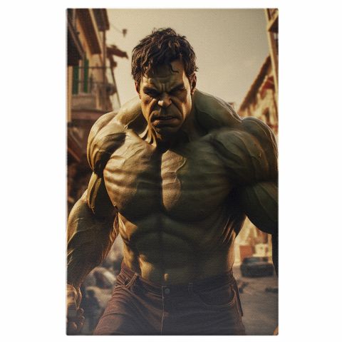 Hulk cu Blugi Negri și Privire Nervoasă - Pictură Digitală, Marime 40x25CM