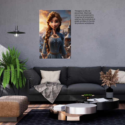 Tablou Canvas - Prințesa cu Părul Împletit și Ochii Verzi - Pictură Digitală, Marime 40x25CM [2]