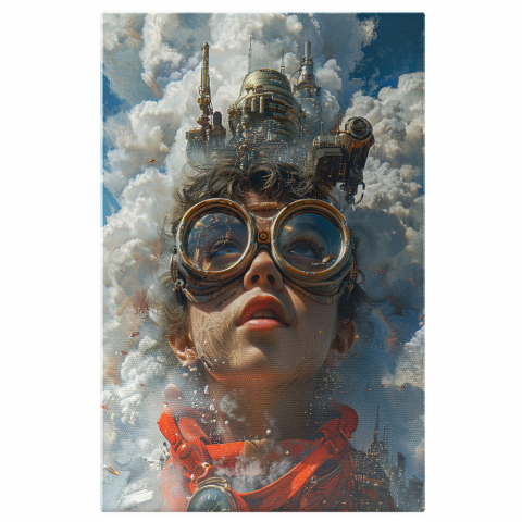 Tablou Canvas Femeie cu Buze Mari și Ochelari, Marime 40x25CM