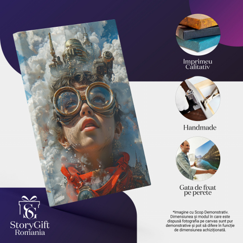 Tablou Canvas Femeie cu Buze Mari și Ochelari, Marime 40x25CM [1]