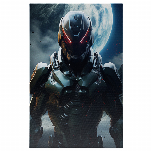 Tablou Canvas - Personaj Misterios Cyborg sub Lumina Lunii, Marime 40x25CM