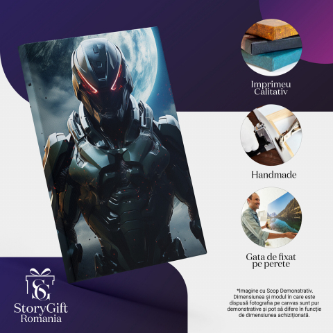 Tablou Canvas - Personaj Misterios Cyborg sub Lumina Lunii, Marime 40x25CM [1]