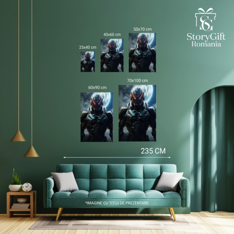 Tablou Canvas - Personaj Misterios Cyborg sub Lumina Lunii, Marime 40x25CM [2]