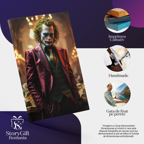 Joker cu Păr Vopsit și Fața Pictată - Pictură Digitală Vibrantă, Marime 40x25CM [1]
