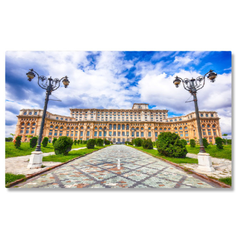 Oraș - Tablou Canvas: Perspective Asupra Bucurestiului - Arhitectura, Capitala, Centru, Urban 40x25CM