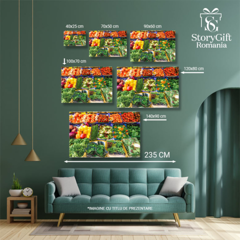 Tablou Canvas Piata de Fructe si Legume Varitate de Produse Proaspete, market, fructe, legume, varietate, proaspete 2087 40x25CM [4]