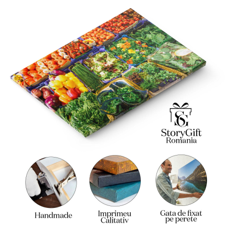 Tablou Canvas Piata de Fructe si Legume Varitate de Produse Proaspete, market, fructe, legume, varietate, proaspete 2087 40x25CM [1]
