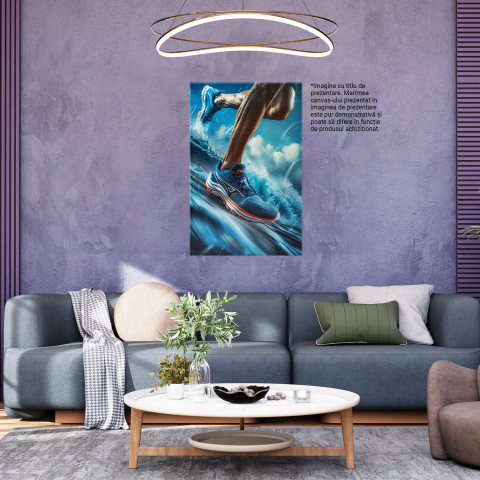 Tablou Canvas - Picături de Ploaie Peste Alergător în Mișcare cu Adidași Albastri, Marime 40x25CM [2]