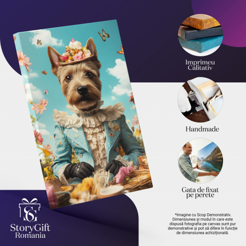 Tablou Canvas Personalizat - Animal Picnic în Lan de Flori cu Rochie Albastră
Marime 40x25CM [3]