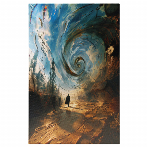 Pictură Abstractă în Ulei - Vârtej și Umbre de Oameni, Marime 40x25CM