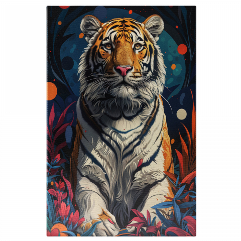 Tigru Siberian Printre Flori - Misterul Felinei, Marime 40x25CM