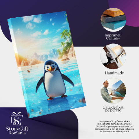 Tablou Canvas - Pinguin Pe Gheață Încălzită de Soare, Marime 40x25CM [1]