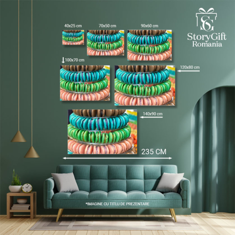 Tablou Canvas Piramida de Macarons Francezi Delicioase si Colorate, Perfecte pentru Un Eveniment sau Ocazie Speciala 40x25CM [4]