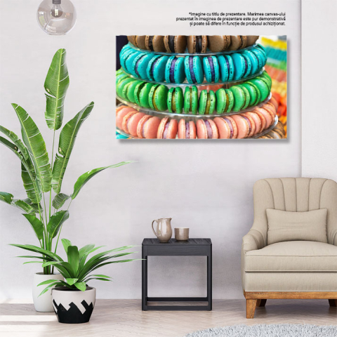 Tablou Canvas Piramida de Macarons Francezi Delicioase si Colorate, Perfecte pentru Un Eveniment sau Ocazie Speciala 40x25CM [2]