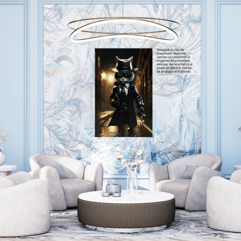 Tablou Canvas - Pisica Agent: Pisoi Misterios pe Strada Întunecată, Marime 40x25CM [3]