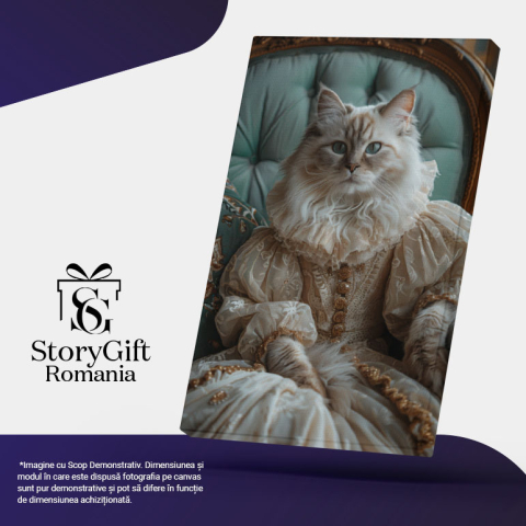 Tablou Canvas:  Pisica aristocrată așteptând să fie servită - Eleganță și stil între mustăți Pictura Digitala 40x25CM [4]