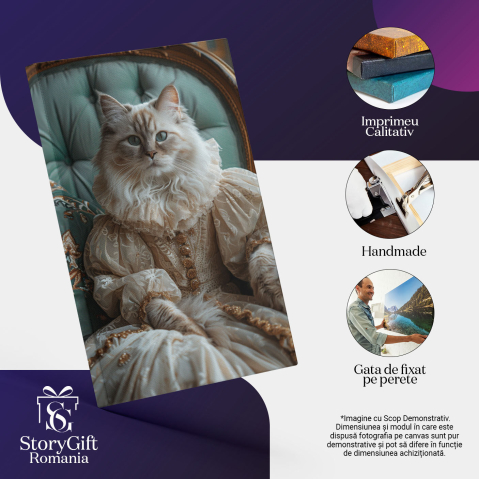 Tablou Canvas:  Pisica aristocrată așteptând să fie servită - Eleganță și stil între mustăți Pictura Digitala 40x25CM [2]