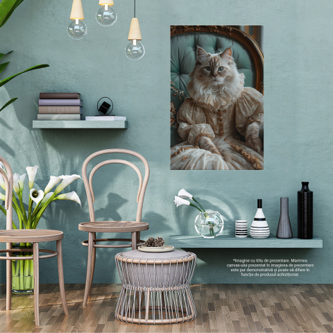 Pisica Aristocrată Așteptând să Fie Servită - Pictură Digitală cu Eleganță și Stil, Marime 40x25CM [2]