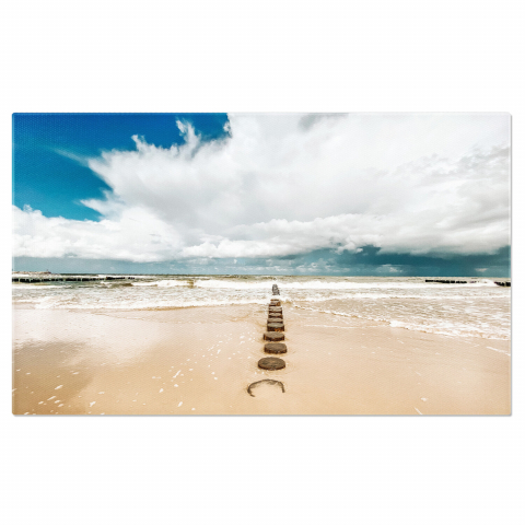 Plajă - Plaja Goală cu Nisip și Piatre - Peisaj Marin Seren, Marime 40x25CM