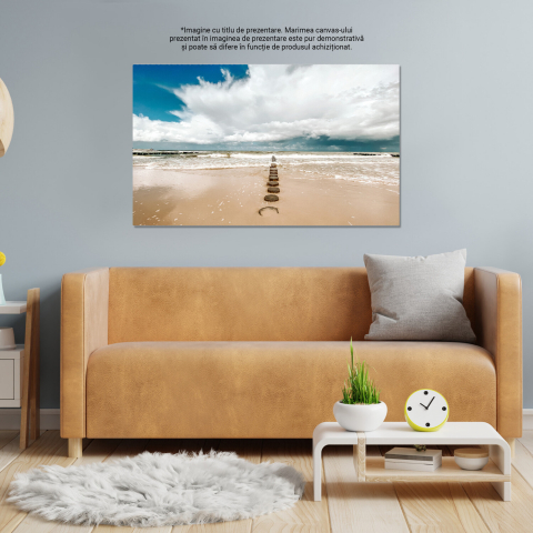 Plaja Goală cu Nisip și Piatre - Peisaj Marin Seren, Marime 40x25CM [3]