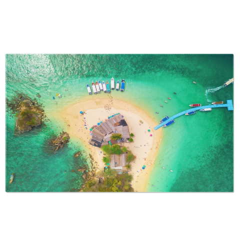 Marimea 140x90CM - Tablou Canvas Plaja in Thailanda cu Ocean si Stanci, thailanda, phuket, ocean, plaja, fundal, atractie, casa, mal, stanci, turism, vara, sezon, natura, insula. 140x90CM