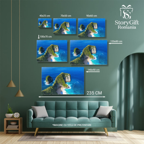 Tablou Canvas Plaja Kelingking in Nusa Penida, Bali I, aerial, plaja, insula, coasta, apus 2573 40x25CM [4]