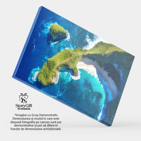 Tablou Canvas Plaja Kelingking in Nusa Penida, Insula Bali, Indonezia V, aerial, peisaj marin, plaja, turcoaz, coasta 2580 40x25CM [3]
