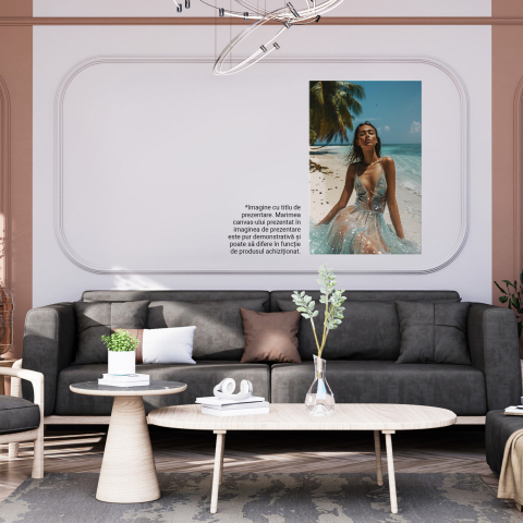 Plaja de Nisip de pe Insula Tropicală - Femeia Îmbrăcată în Soare - Pictură Digitală, Marime 40x25CM [3]