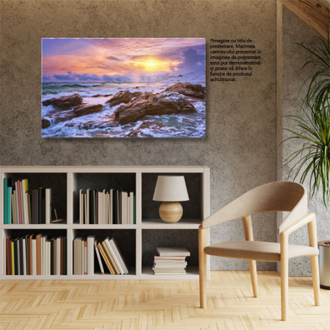 Tablou Canvas - Plaja Skagsanden in Lofoten: fjord, sunset, cloud, landscape, norwegian, ocean 40x25CM [2]