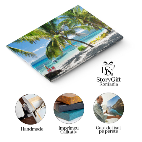 Tablou Canvas Plaja Tropicala, resort, plaja, palmieri, ocean, paradis, turism, vara 4792 40x25CM [1]