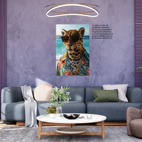 Tablou Canvas Tropical - Jaguar cu Ochelari și Cămașă Hawaiană, Marime 40x25CM [2]