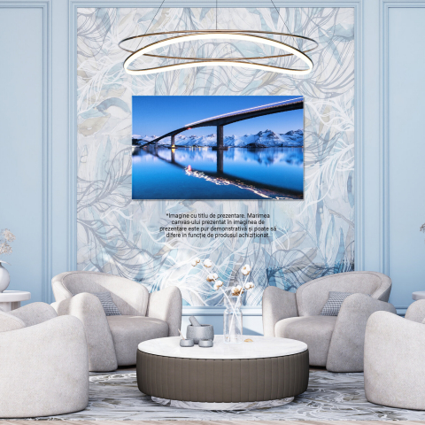 Luminile Nordului în Pădurea de Iarnă: Aurora Boreală și Munți Albaștri, Marime 40x25CM [2]