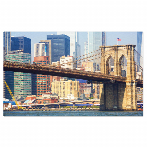 Atracții Turistice - Podul Brooklyn și Panorama Orașului New York – Tablou Canvas, Marime 40x25CM