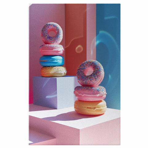 Tablouri Canvas - Tablou Canvas Pofta de Gogoși - Delicii Pufoase pe Cuburi, Marime 40x25CM