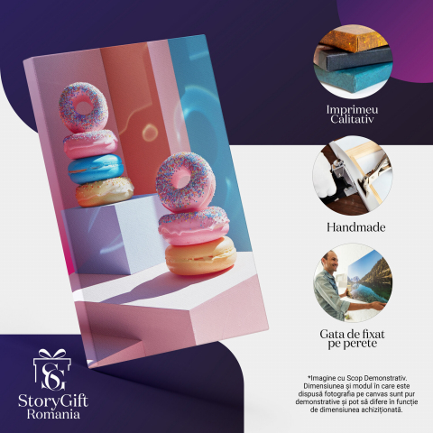 Tablou Canvas Pofta de Gogoși - Delicii Pufoase pe Cuburi, Marime 40x25CM [1]