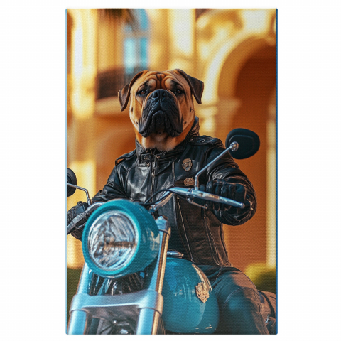 Vehicule - Tablou Canvas Personalizat Polițist Pe Motocicletă Vintage AlbastrăMarime 40x25CM