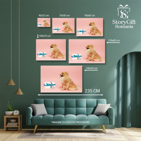 Tablou Canvas Pomeranian Spitz Adorabil cu Cadou de Ziua de Nastere adorabil, Pomeranian, cadou, ziua de nastere, haioas 142 40x25CM [4]