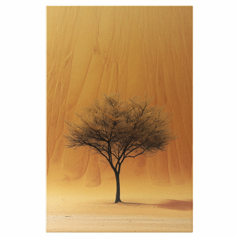 Abstract - Pomul de la Poalele Muntelui de Nisip - Tablou Canvas cu Singurătate în Lumina Soarelui, Marime 40x25CM