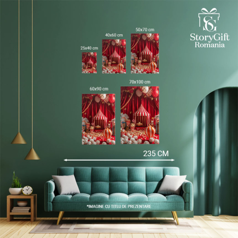 Tablou Canvas Popcorn la Teatru în Miniatură Aranțamente și Eveniment Grantios cu Baloane , Pictura Digitala 40x25CM [3]