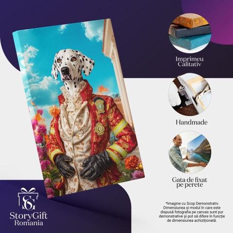 Tablou Canvas Personalizat - Animal Pompier Regal în Ținută Aurie
Marime 40x25CM [3]