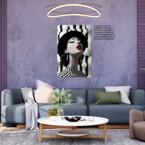 Tablou Canvas - Portret în Stil Iluzii Optice: Frumusețe și Design Vestimentar, Marime 40x25CM [3]