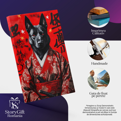  Tablou Canvas Personalizat Asasin Asiatic Cu Kimono Roșu Și SabiiMarime 140x90CM [3]