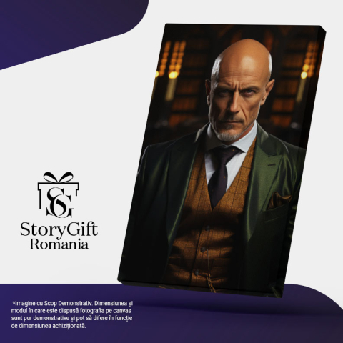 Tablou Canvas: Portret barbat de afaceri chel in bibloteca Pictura Digitala 40x25CM [4]