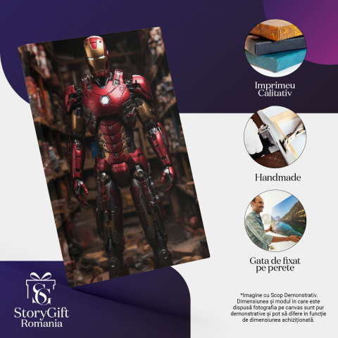 Tablou Canvas: Portret barbat in costum de Ironman in debara filme sf Pictura Digitala 40x25CM [2]