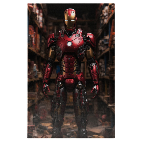 Personaje Desene Animate - Tablou Canvas: Portret barbat in costum de Ironman in debara filme sf Pictura Digitala 40x25CM