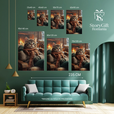  Tablou Canvas Personalizat Relaxare De Crăciun Cu Semineu Și Ținută CroșetatăMarime 40x25CM [5]