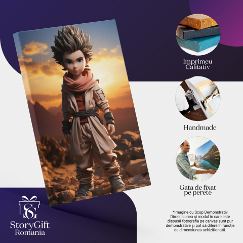 Portret Chobi în Stil Desen Animat cu Peisaj Montan - Pictură Digitală, Marime 40x25CM [1]