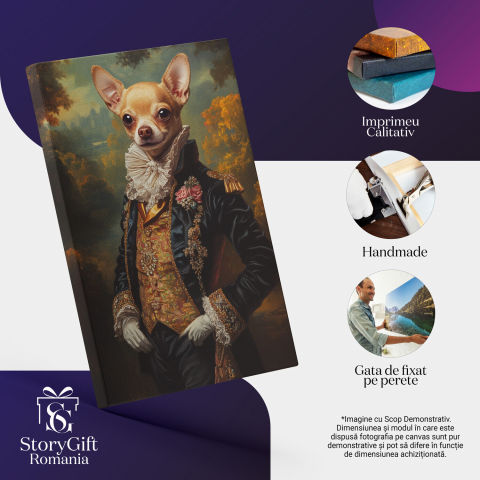  Tablou Canvas Personalizat Conte Regal Cu Vesta Galbenă Și Poleti AuriiMarime 70x50CM [3]